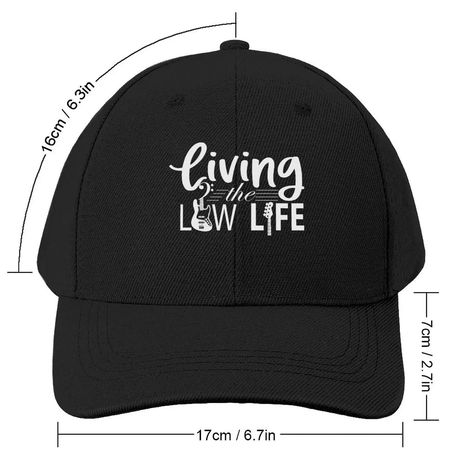 Living the Low Life-Bass Guitar-Bassist-Bass Clef-Bass Guitar Player Baseball Cap Hip Hop derby hat Female Men's