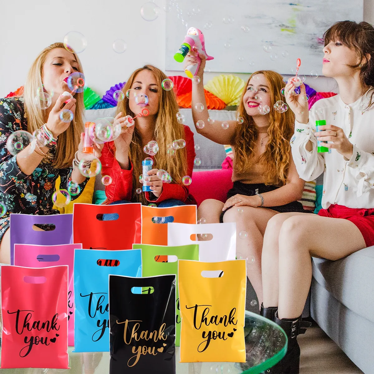 20/50/100 Stück Dankeschön-Geschenktüten, mehrfarbig, Kunststoff, Süßigkeitenbeutel, Hochzeit, Geburtstag, Party, Gastgeschenke, Zubehör für kleine Unternehmen – Detail 7