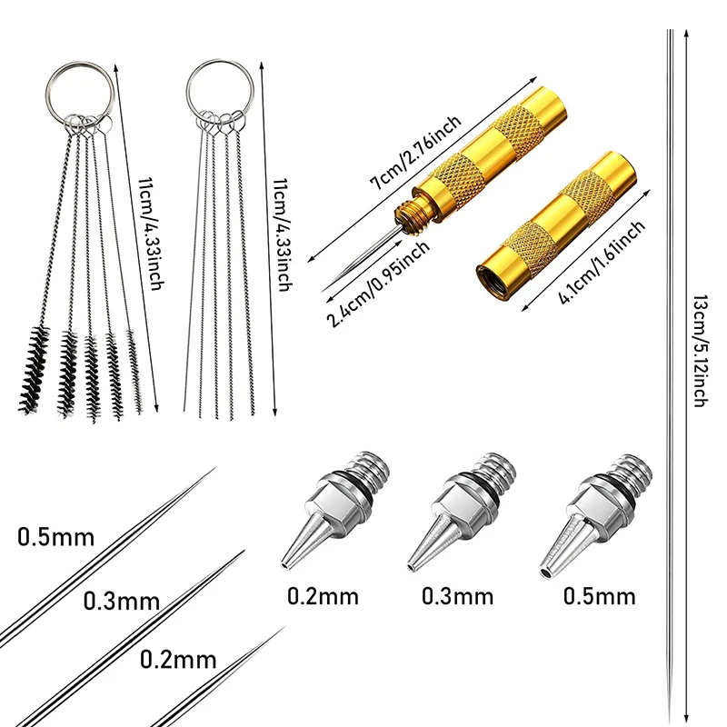 Kit di strumenti per la pulizia dell\'aerografo per pistola a spruzzo vaso per aerografo in vetro con 3 Set di parti pulite e ugello per ago con