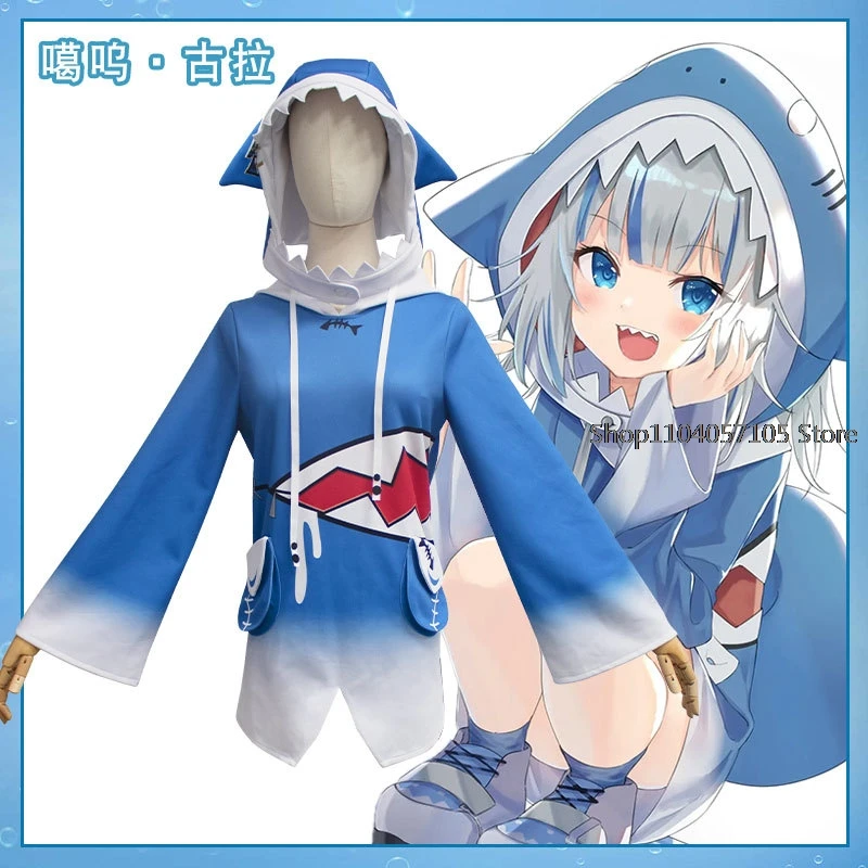 

Hololive Gawr Gura Cosplay Costume ENG Shark Costume for Women Halloween Youtuber Cosplay Full Set Tail