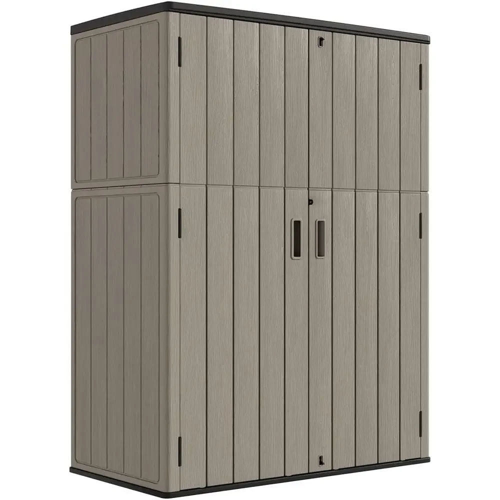 

Коричневый всепогодный уличный шкаф для хранения, 57 куб. футов. Полимерная смола, идеально подходит для садовой мебели, садового инвентаря, аксессуаров для бассейнов, газонокосилок.