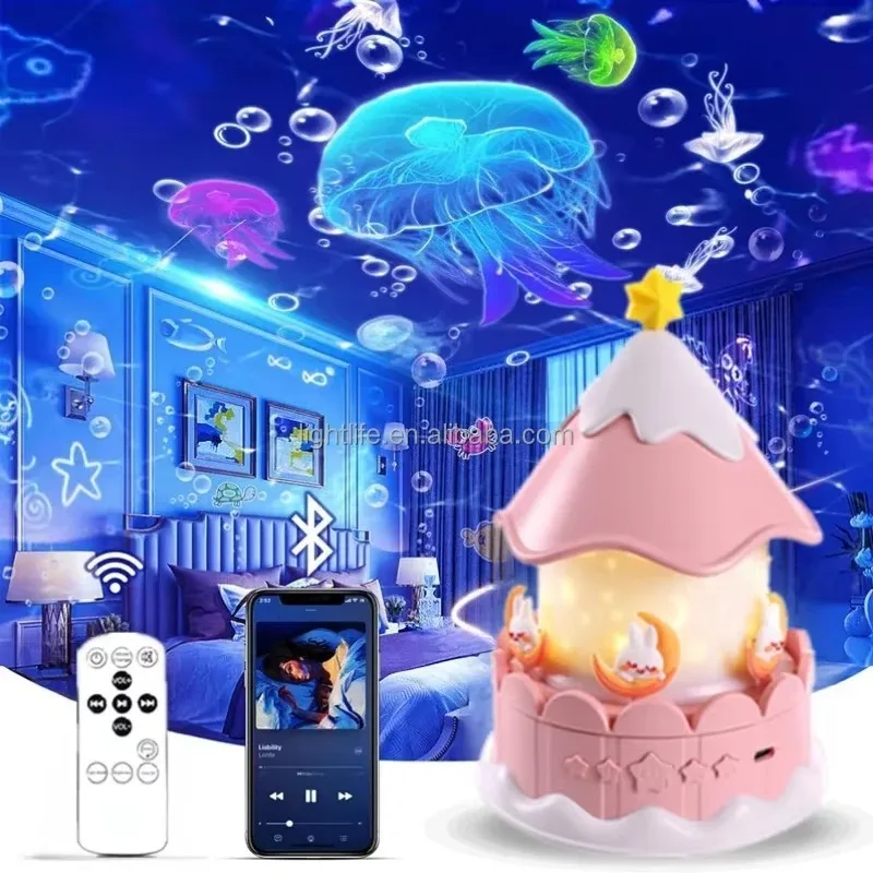 LED Carousel Galaxy Light Projector Remote Control Bluetooth Unicorn Musical Lamp 21 Films Star Projector Night Light