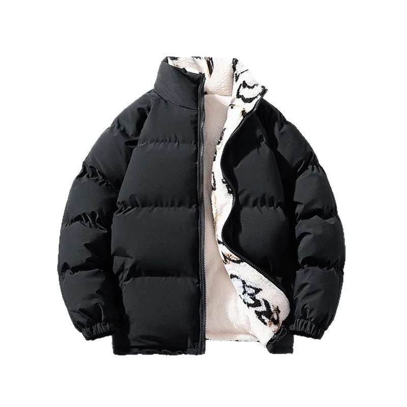 

Men & Women's Trendy Lamb Velvet Padded Jacket - Stand-Up Collar Loose Thickened Warm Winter Coat