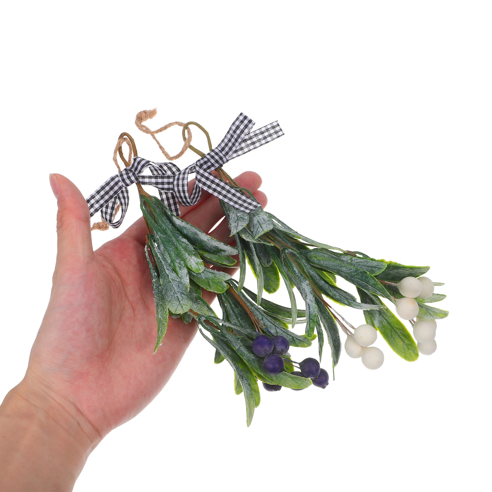 

2Pcs Christmas Mistletoe Branch Artificial Hanging Mistletoe Swag with Berries for Door Stair Wall Teardrop Party Decoration