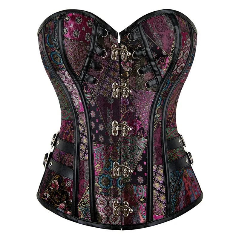 المرأة خمر كورسيه فوقي للنساء القمم القوطية Steampunk بوستير الدانتيل متابعة الجاكار كورسيليت ملابس داخلية التخسيس الخصر تشكيل Korset