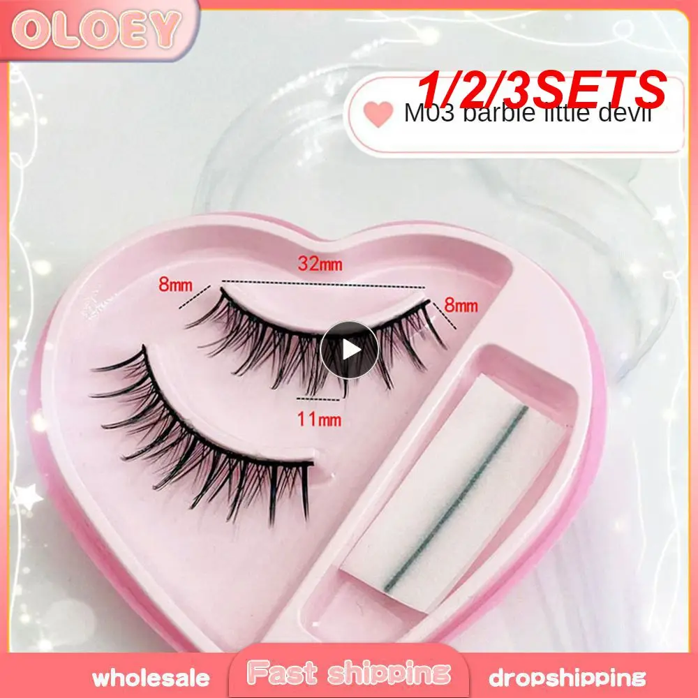 1/2/3SETS Enhanced Grafting False Eyelashes Thick Eyelashes Look Natural Adhesive False Eyelashes Practical Unique Simple