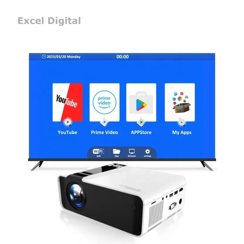 Excel Digital W10 LCD Mini Portable 1080p 4k Projector 4k Proyectores Multimedia 720P 3800 Lumens Beamer W10