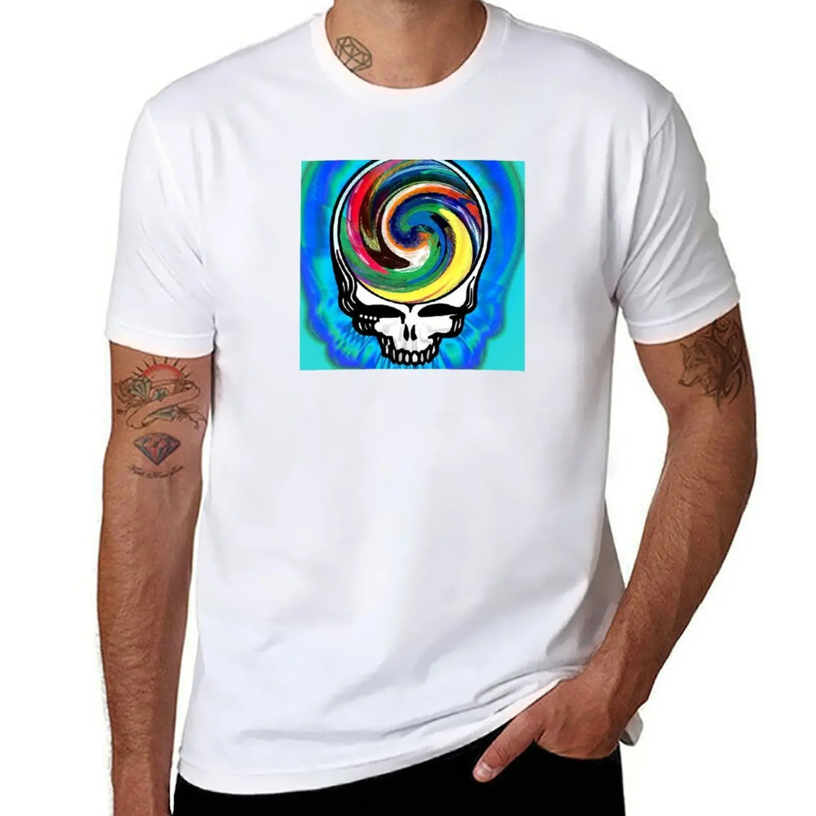 

Sprial Stealie/ 2021Drips and Feels Artwork T-Shirt man graphic t shirt black cotton t-shirt plain for man package T-Shirt