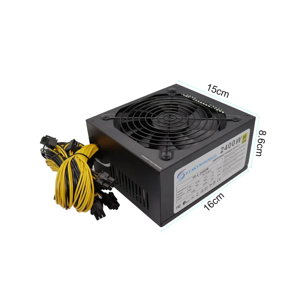 

16Pcs Of 6+2Pin And 4Pcs Of 6Pin 2400W PC Power Supply For Mining Power Supply GPU ATX Miner PSU ASIC For BTC Antminer S7 S9