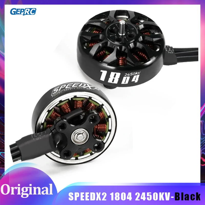 

GEPRC SPEEDX2 1804 2450KV 6S Черный двигатель для FPV Freestyle 3-4 дюйма Cinewhoop Зубочистка Дальние дроны Cinebot30