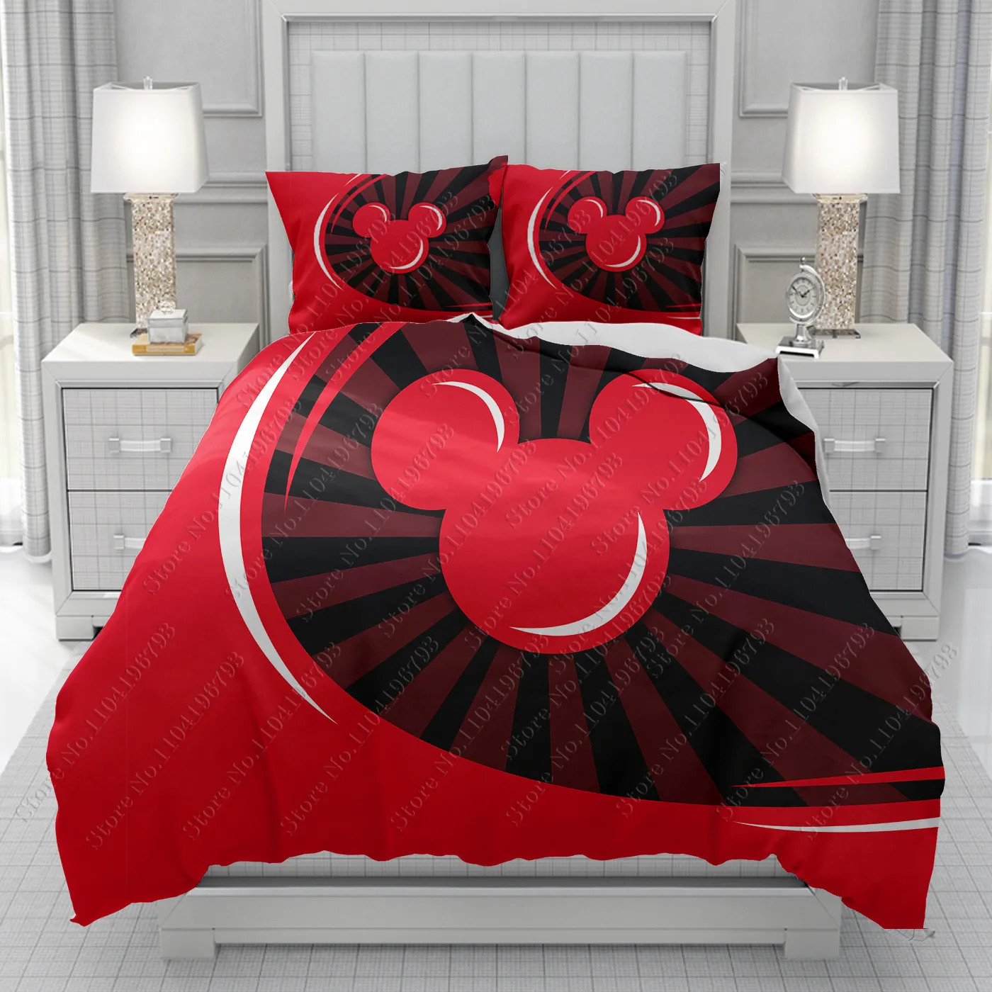 Discover Mickeyy mouse flowers Duvet Cover Disneyyy cartoon Bedding Set