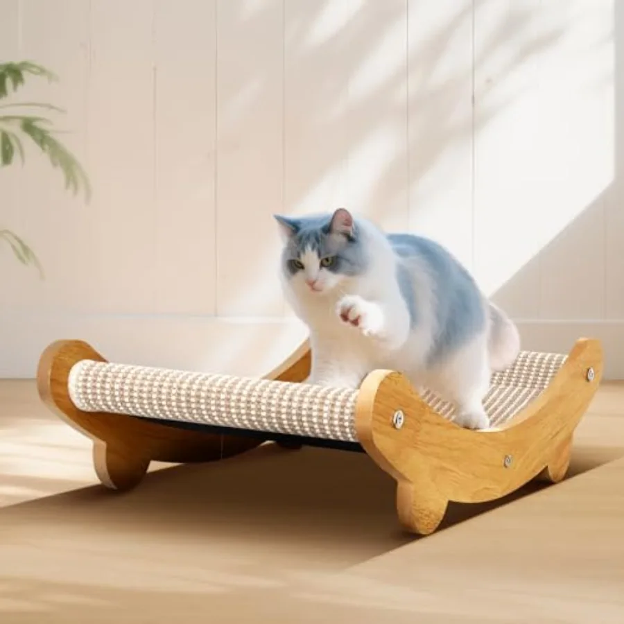 Sisal-Katzenkratzer, Bettform, U für Katzen im Innenbereich, Hängematte zum Kratzen, große Katzen-Lounge mit Holzmöbelschutz, Ausweis