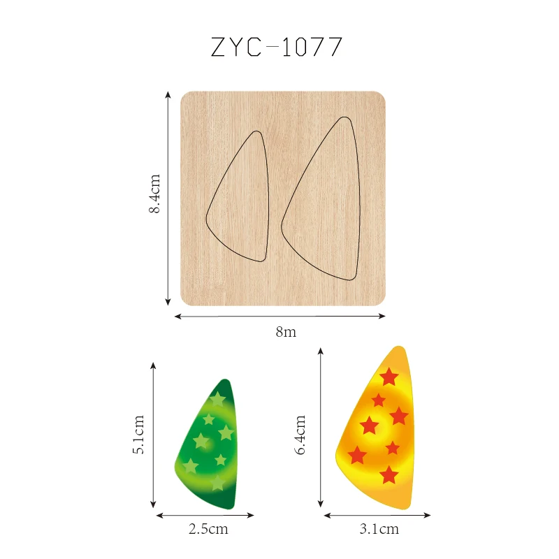 

ZYC-1077 Earring Wooden Cutting Mold Suitable for Die-Cutting Machines