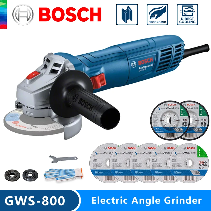 Original BOSCH GWS 800 Angle Grinder Corded Portable Polisher Machines Grinder Brush Professional Cutting Machine Power Tool