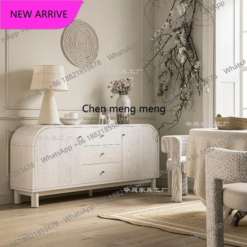 

M183 Nordic light luxury cream style dining side cabinet antique locker living room wall storage cabinet