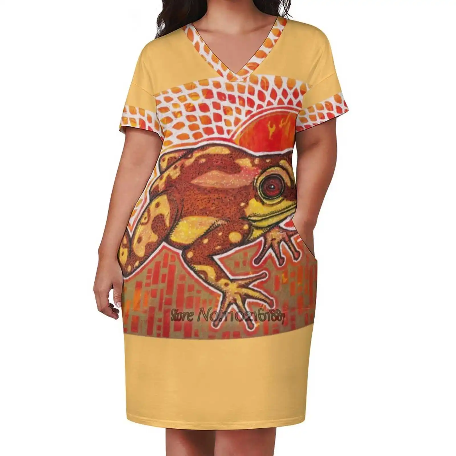 Waiting For The Rain V-Neck Short Sleeve Skirt Slim Skirts Loose Elegant Fashion Dress 5Xl Frog Amphibian Rainforest Tropical