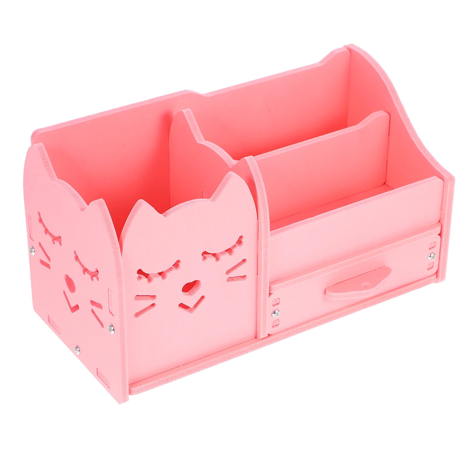 

4 Compartment Desk ganizer Pink Cat Design Stationery Storage Box Pen Holder Pencil Case Office School Supplies 80 Pieces