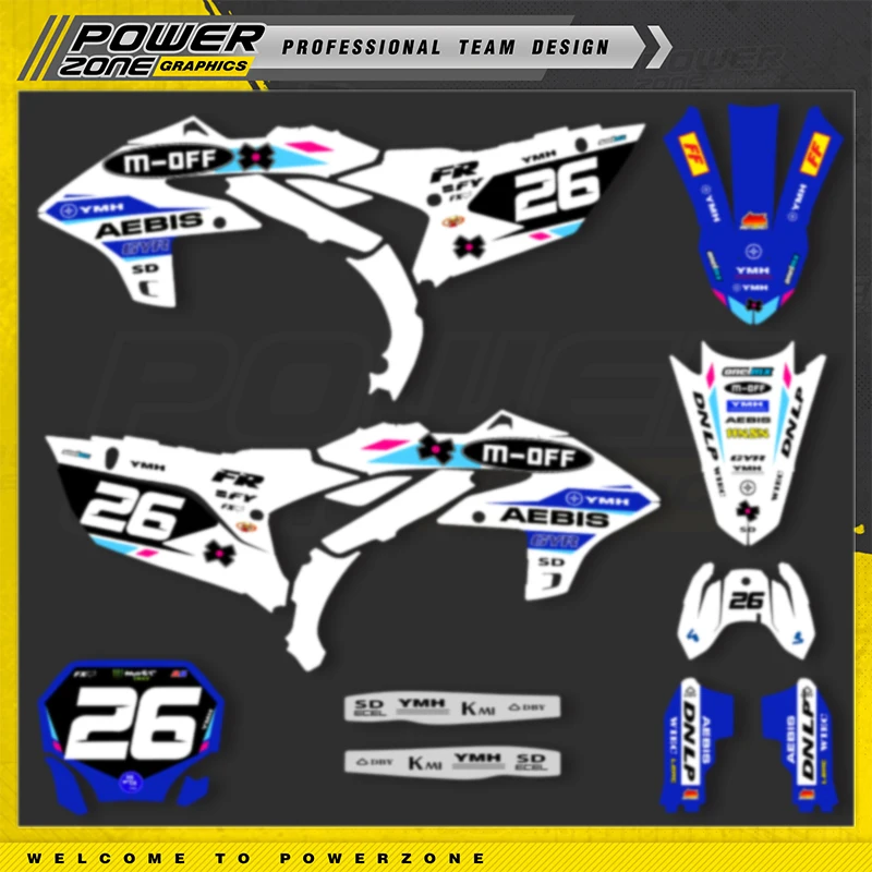 

PowerZone пользовательские командные мотоциклетные графические фоны, наклейки для YAMAHA YZF450 2023 2024 2025 YZF250 2024-2026