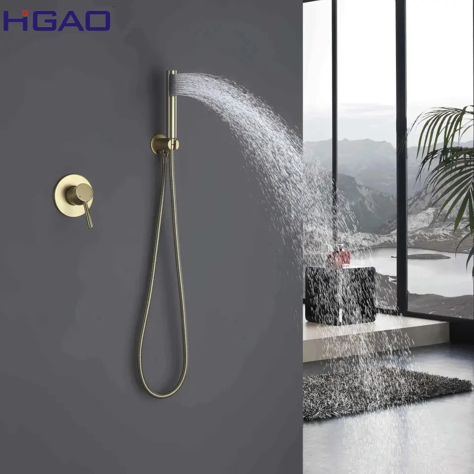 

High Quality Wall Mounted Brass Bathroom Shower set Hot Cold Water Shower faucet set One Handle control valve Modern Design