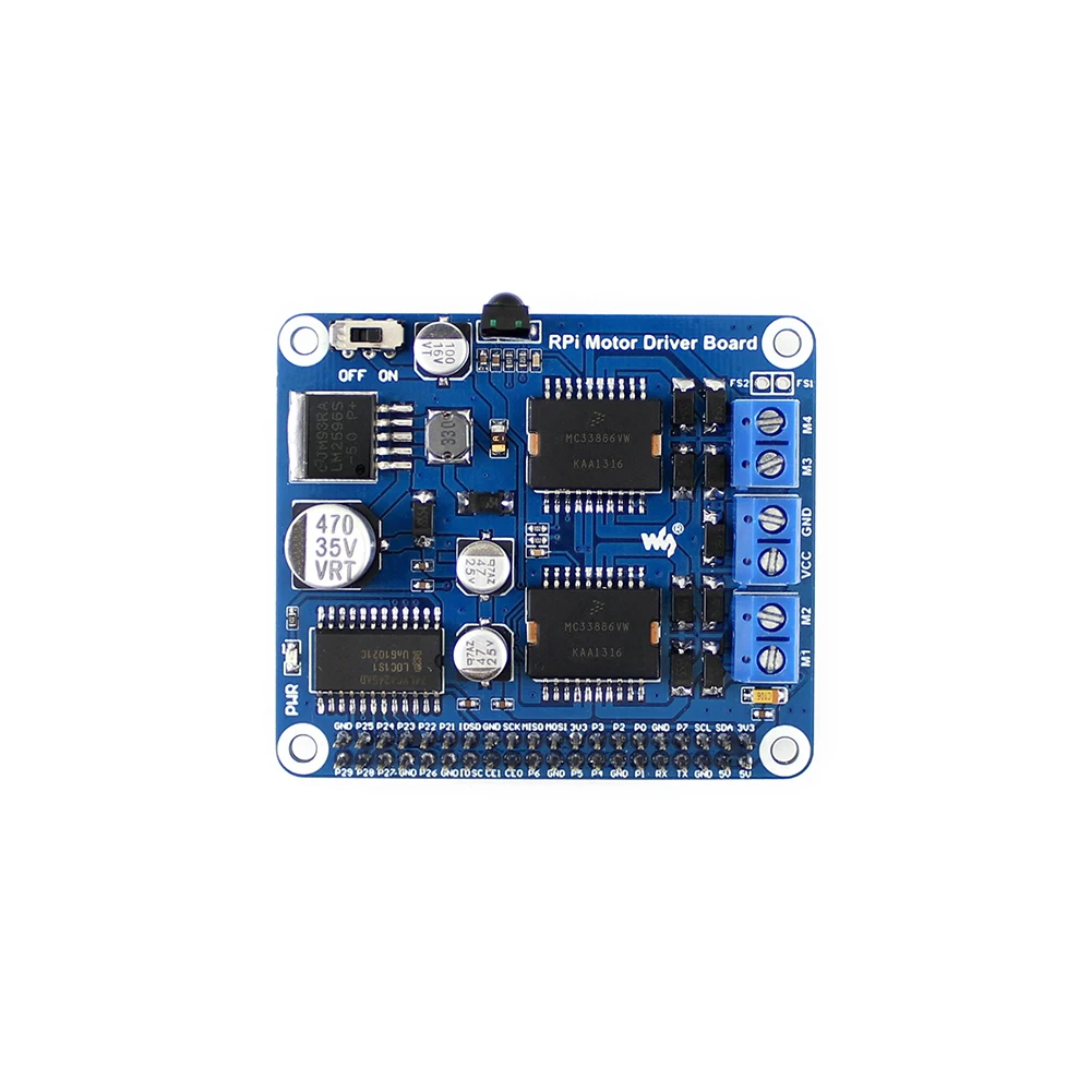

2-Channel High-Current DC Motor Driver Controller Module Expansion Board Shield HAT for RPI Raspberry Pi 3 Model B Plus 3B 4 4B
