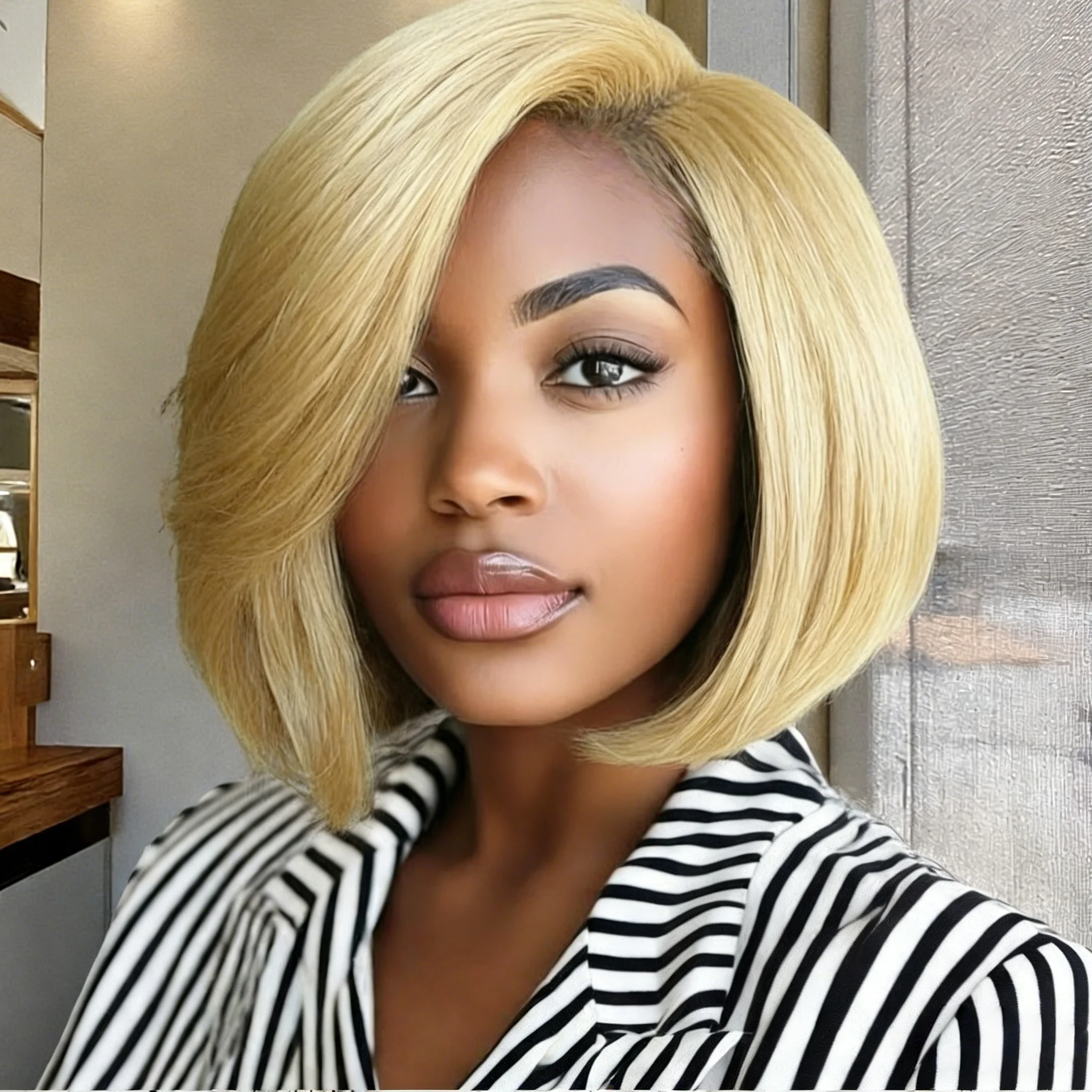 

Короткий боб, прямой бразильский парик из натуральных волос 13x4, парик спереди, плотность 300% для женщин