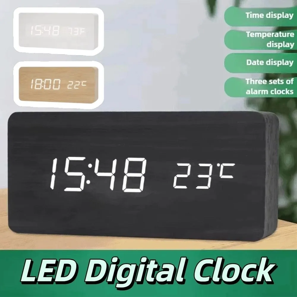 

Large Display Digital Alarm Clock LED Digital Display Reminder Electronic Alarm Clock Temperature Display 3set Alrams