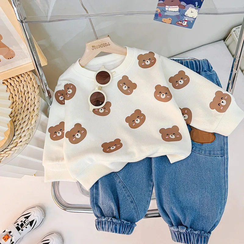 New Spring Autumn Baby Girl Clothes Children Boys Casual Cartoon T-Shirt Pants 2Pcs/Sets Toddler Sports Costume Kids Tracksuits