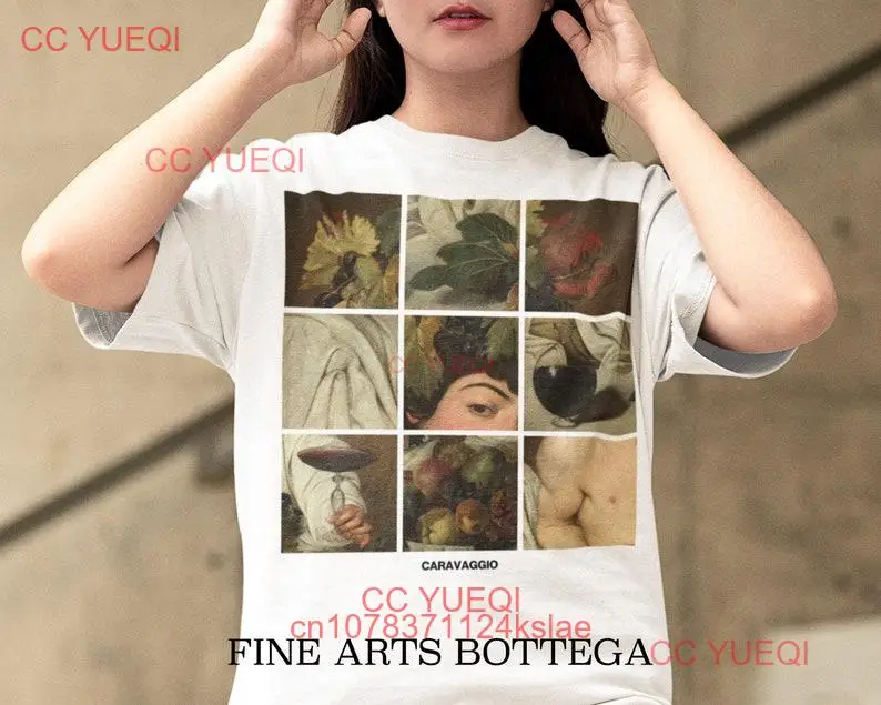Caravaggio Bacchus Grid T Shirt Renaissance Aesthetic Baroque Art History Lover long or short sleeves