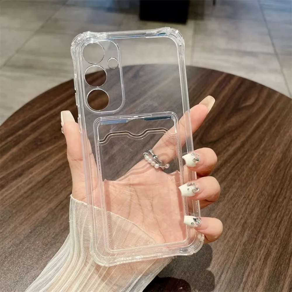Luxury Transparent With Card Holder Phone Case For Samsung Galaxy S26 S25 S24 S23 S22 S21 S20 Ultra Plus FE 2022 Edge 5G Cover ﻿