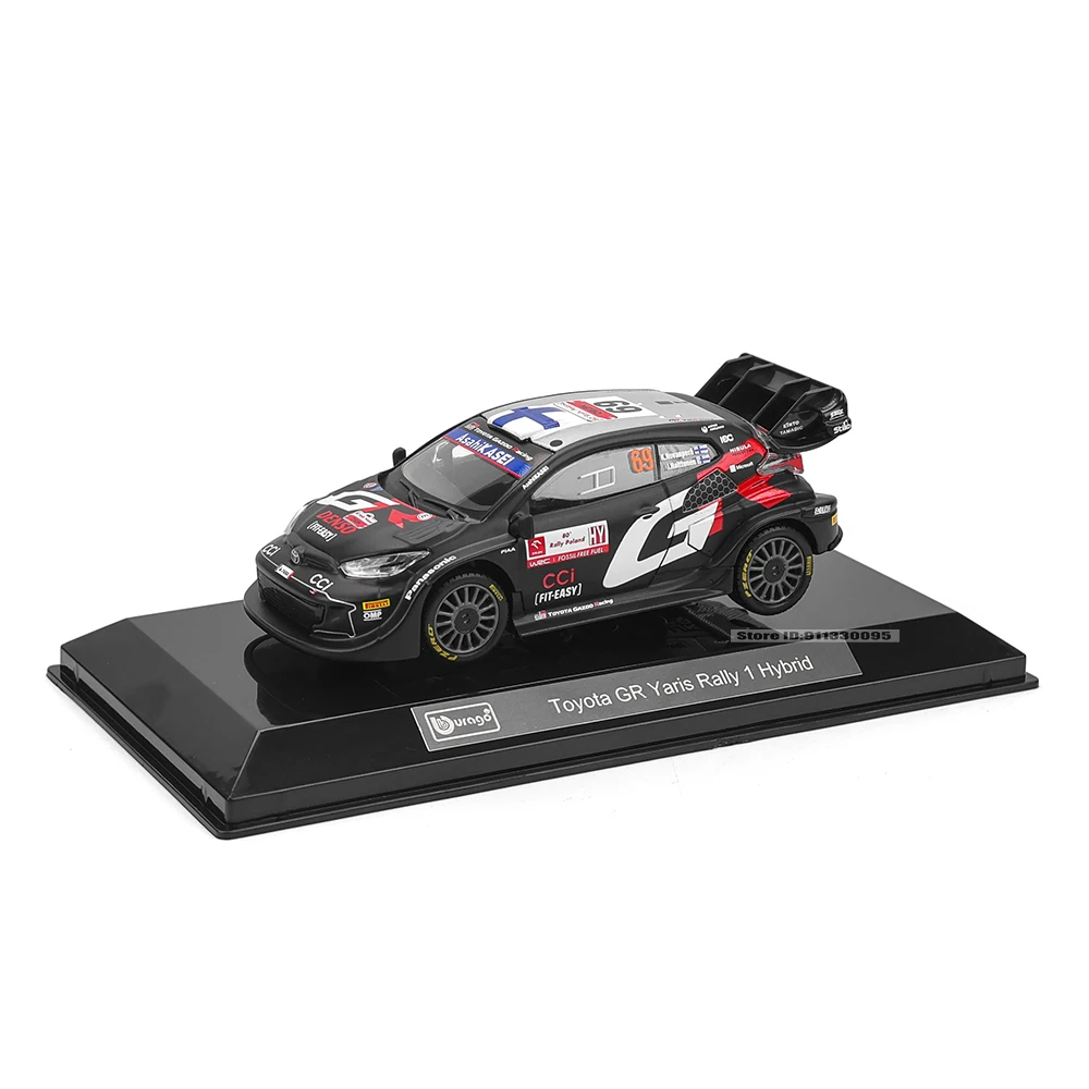 Bburago 1:43 Toyota GR Yaris Rally1 Hybrid Rovanpera # 69 Ogierów # 17 Odlewanych Modeli Samochodów Luksusowych ze Stopu Metali, Napęd Pull Back