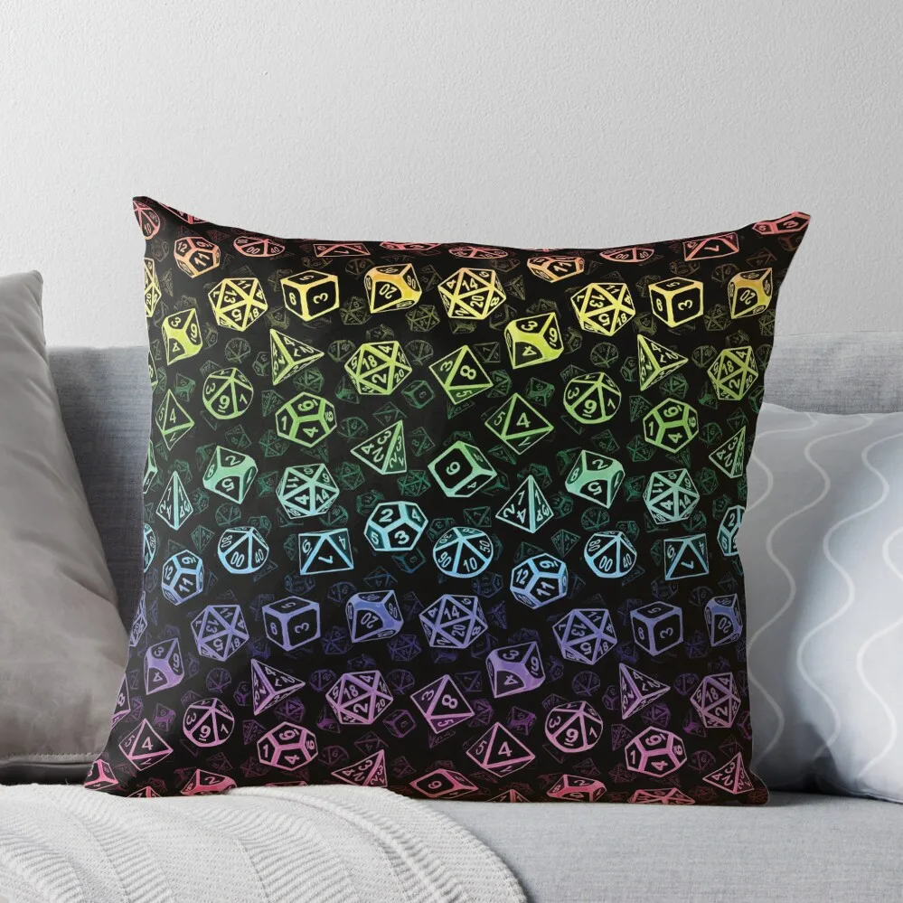 

D20 Dice Set Pattern (Rainbow) Throw Pillow autumn pillowcase Cushion Cover Set christmas ornaments 2024