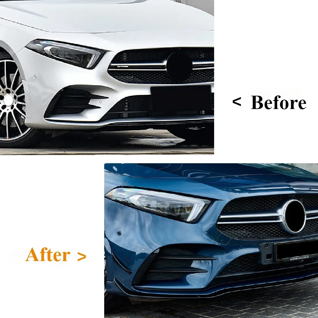 For Mercedes Benz A Class W177 AMG A180 A200 A250 A35 A35L 2022 2023 Front Bumper Aero Spoiler Splitter Lip BodyKits Accessories