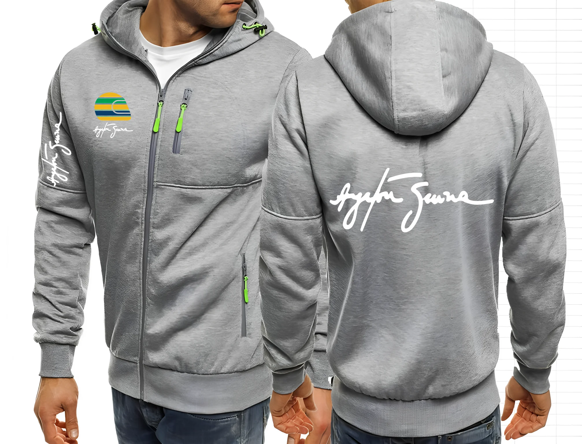 2025 Hero Ayrton Senna Racer F1 Mens Jackets Hooded Coats Casual Zipper Sweatshirts Male Men Sweatshirt Outerwear Hoodies Jacket view 5
