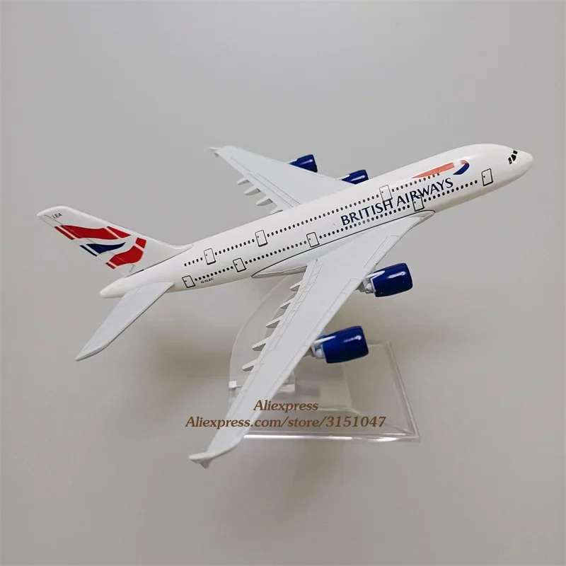 Alloy Metal Air British Airways A380 Airlines Diecast Airplane Model Airbus 380 Plane Model w Stand Aircraft Kids Gifts 16cm