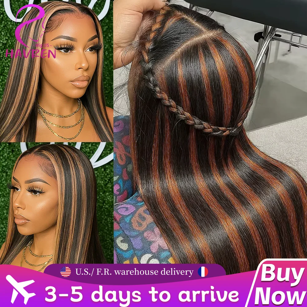 

Havren Bone Straight Human Hair Wigs 1b30 Black And Blonde Highlights Human Lace Wig P427 Highlight Wig Colored Brazilian Hair