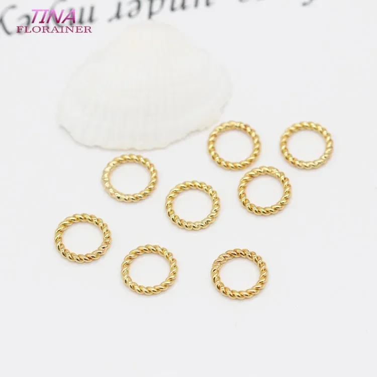 20PCS Jewelry Making Connector Ring 14k Gold Color Plated Round Twist-Style Closed Ring Findings DIY Necklace Earring Components