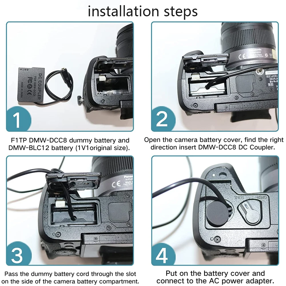 DMW-BLC12 Dummy Battery DMW-DCC8 PD20W USB-C Kit Coupler for Panasonic GX8 FZ1000 FZ300 FZ200 G6 G7 G80 G81 G85 GH2 GX8