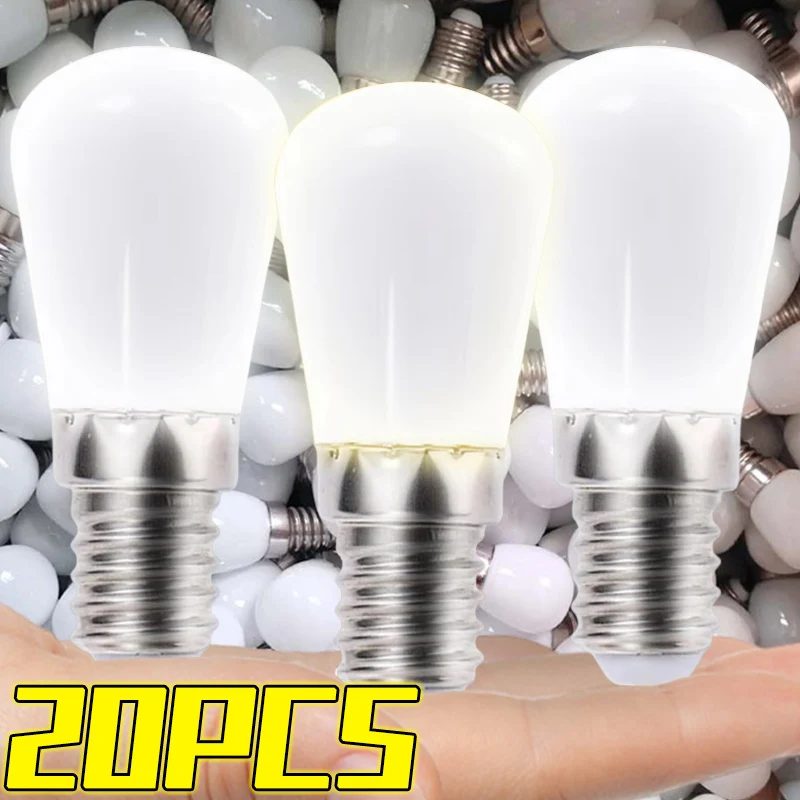 20/1Pcs LED Refrigerator Lamp E14 E12 Mini Night Light Bulb 220V LED Refrige Tubes Screw Bulb For Display Cabinet Home Lighting