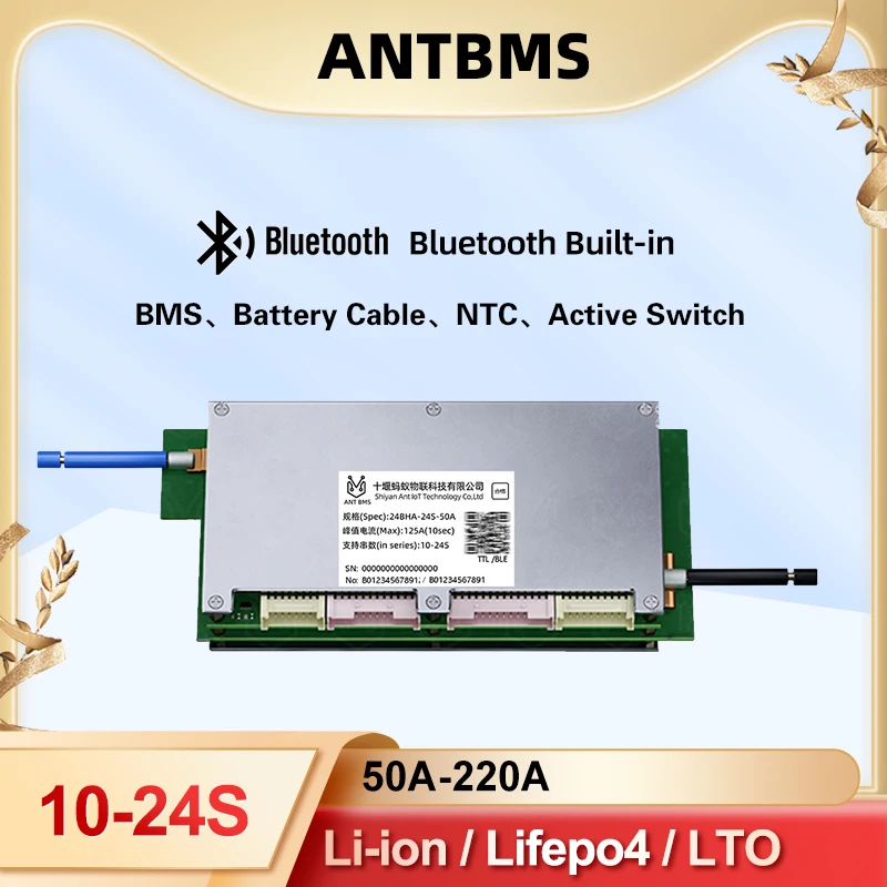 ANT الذكية WIFI BMS 10S-24S 50A-220A التوازن الذكي BMS 36V 48V 60V 72V 300A 550A LiFePO4/NCM/LTO ث/بلوتوث للطاقة الشمسية/E-سكوتر