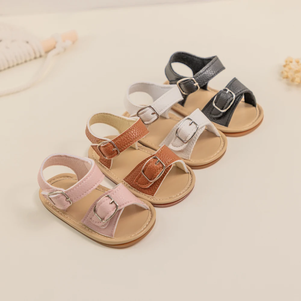 Meckior Baby Sandals Summer Boys Girls Shoes Anti-slip Soft Bottom Newborn Classic 0-18M Babies Sandals Crib Walking Shoes