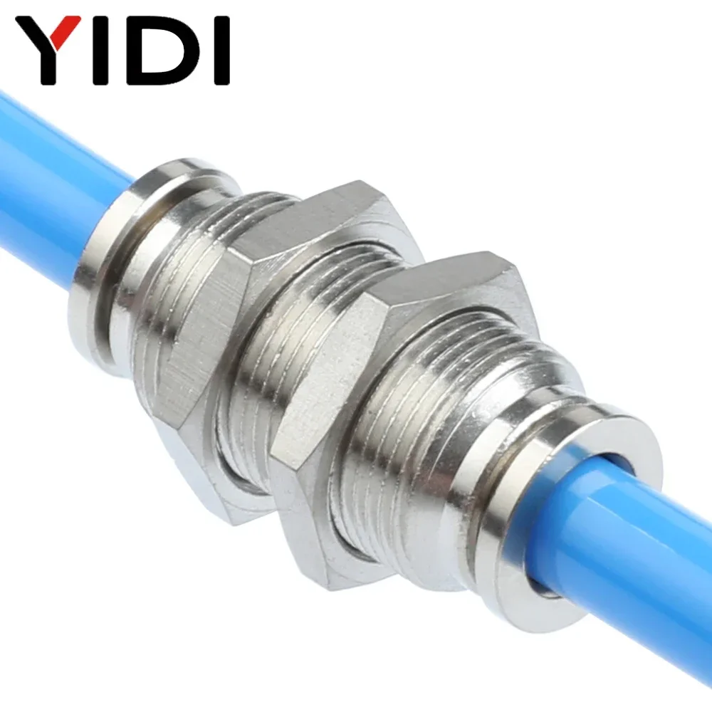 5/10pcs Pneumatic Brass Bulkhead Fixed Air Hose Tube Pipe Quick Connector Fitting Fittings 4mm 6mm 8mm 10mm 12mm Set Kit Lot