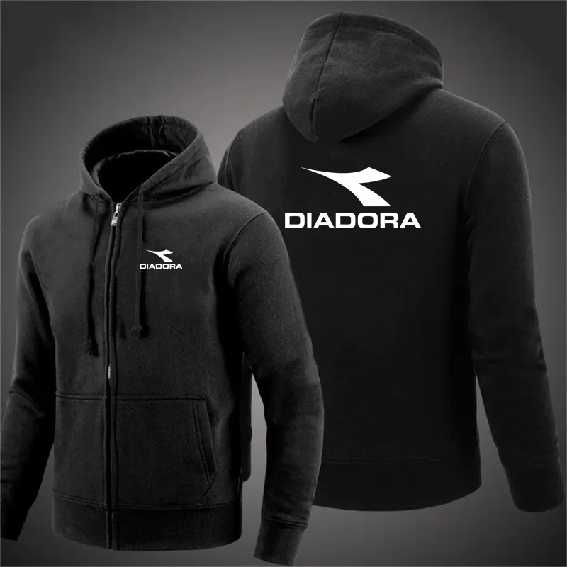 2025 Men's hoodie Jackets Diadora Print Fashion Casual Coats Spring Autumn Zipper Hoodies Sweatshirt High Quality cotton Tops