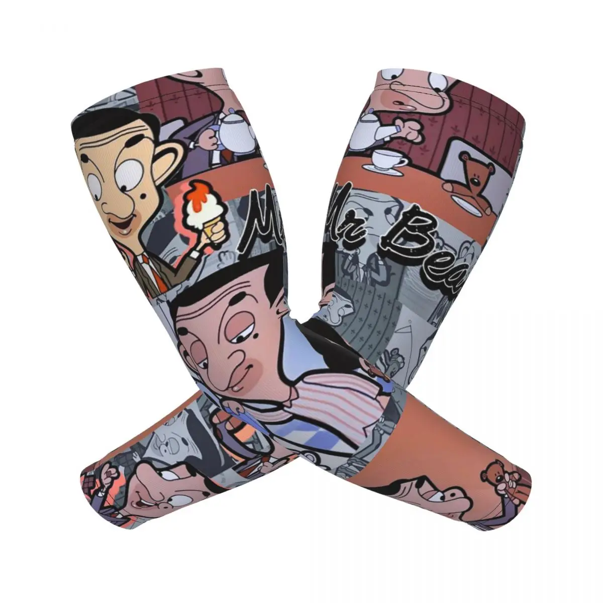 ミスタービーン漫画アームスリーブ男性女性太陽紫外線保護タトゥーカバーアップスポーツ冷却サイクリング