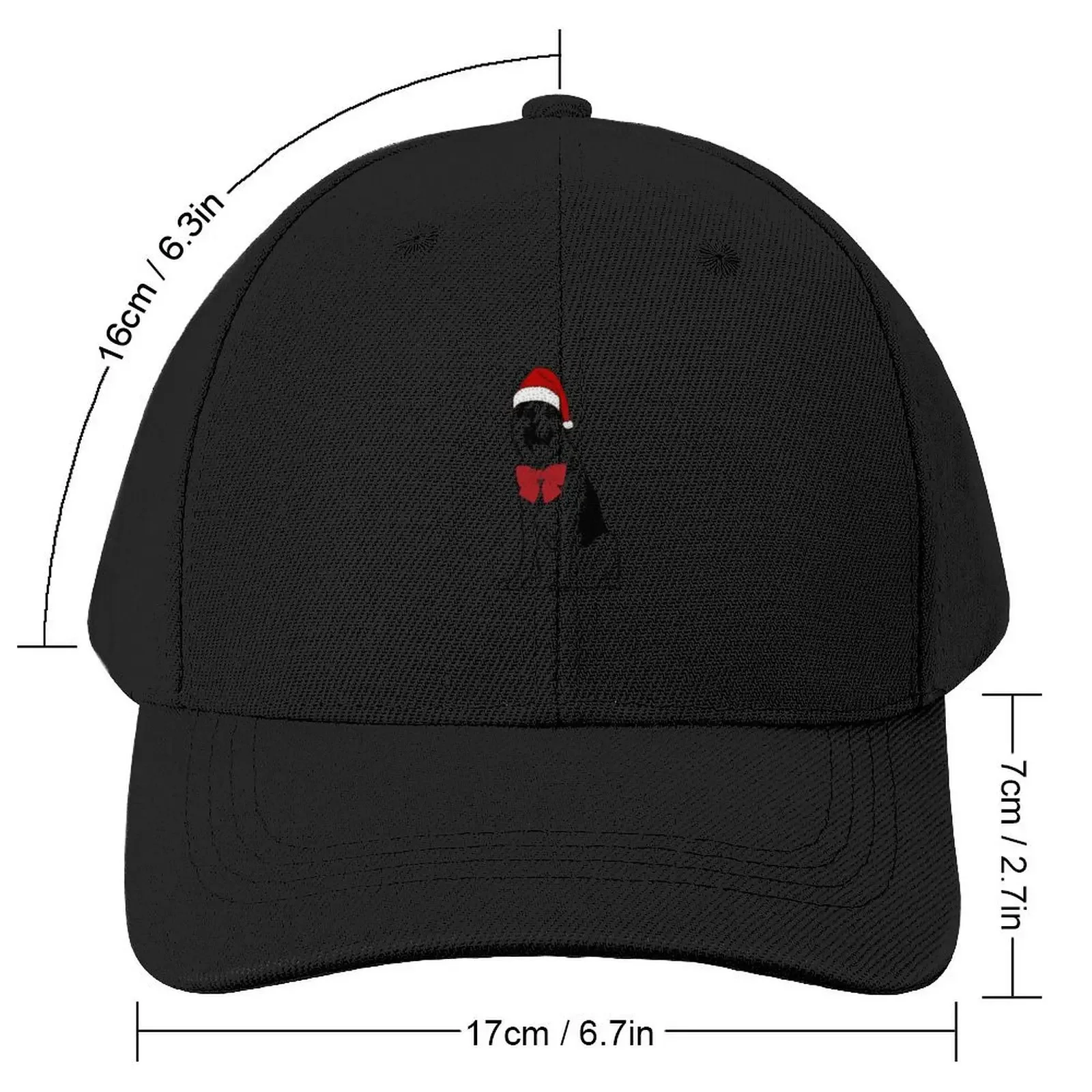 Christmas German Shepherd Sketch : German Shepherd with red Santa hat and bow Baseball Cap