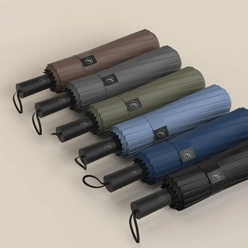 

Трехкратный зонт с открыванием вручную, прочный, ветростойкий, утолщенный, жесткий, устойчивый к штормовому излучению, деловой зонт с короткой ручкой