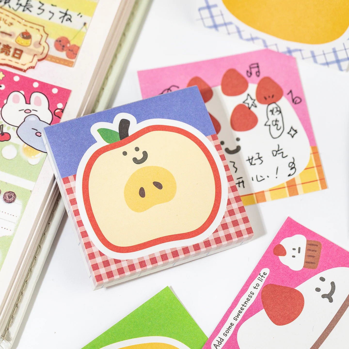 

50pcs Kawaii Dessert Fruit Pattern Scrapbook Background Paper Message Memo DIY Junk Journal Handmade Collage Material Craft Pape