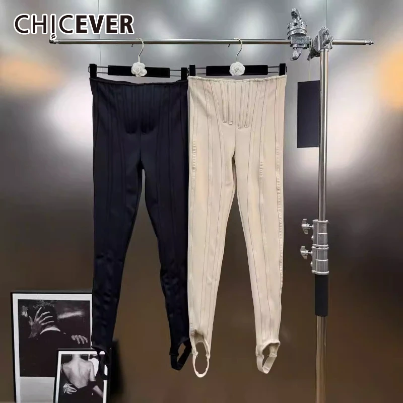CHICEVER Solid Spliced Folds Chic Trousers Female High Waist Slimming Streetwear Design Women's Pants Autumn New Fashion Style