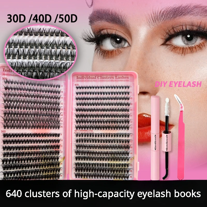 Wimper Boekpakket En Zegel En Wimper Pincet Make-Up Diy Lash Extension Kit Lash Clusters Met Waterdichte Sterke Hold Lash Bond