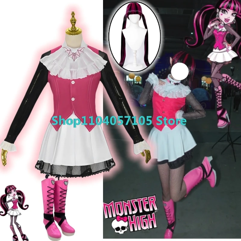 Monster Fantasy High Draculaura Косплей Spectra Vondergeist Костюм для взрослых и женщин Обувь Ботинки Наряды Хэллоуин Карнавальный костюм