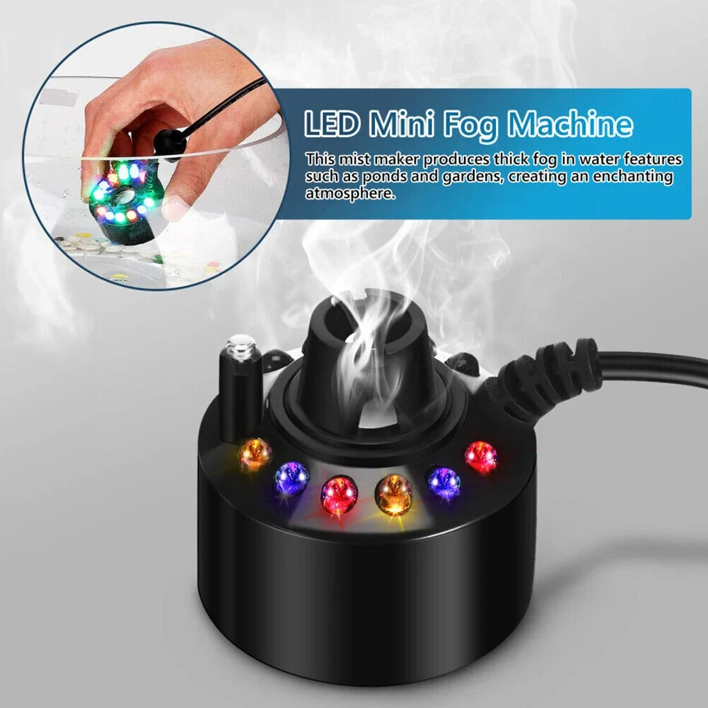 1pc Nebulizer Mini Fog Maker Machine 12 LED Light Air Humidifier For Pond Aquarium Garden Fountain Accessories